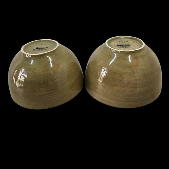 Artimino Ciao II Handpainted Earthenware Cereal Bowls 2 Green 6.5" Diameter - Picture 5 of 6